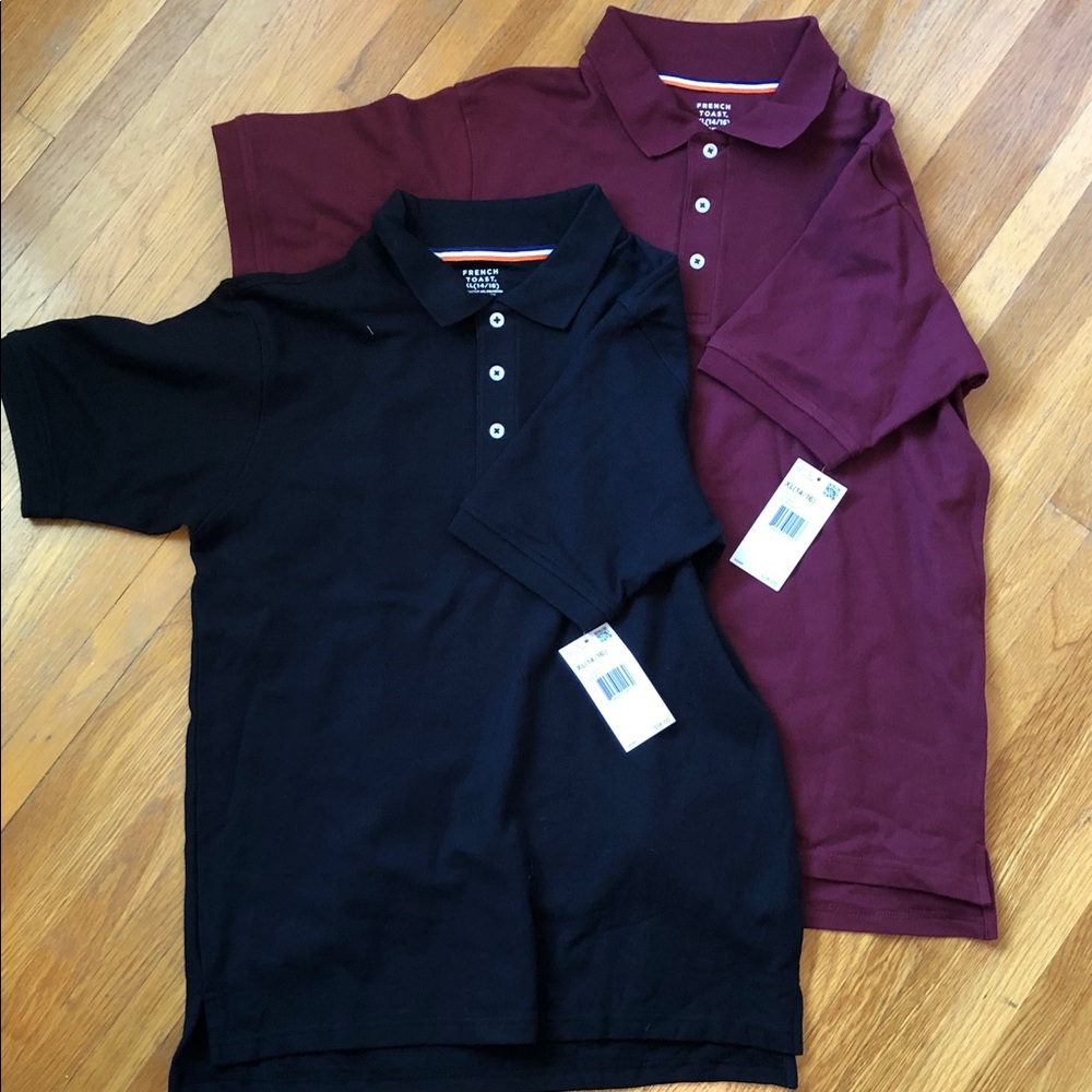 Classic Boys Polo Shirt Set - Black and Burgundy
